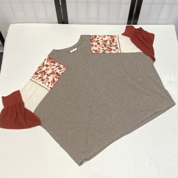 Maurices XL Long Sleeve Scoop Neck Dolman Top Mixed Fabric Pullover Blouse - Picture 9 of 13